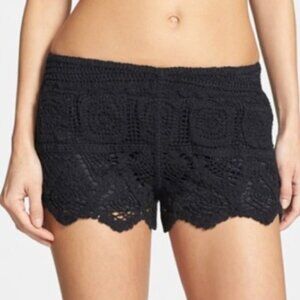 Surf Gypsy Black Crochet Belted Shorts Shorts